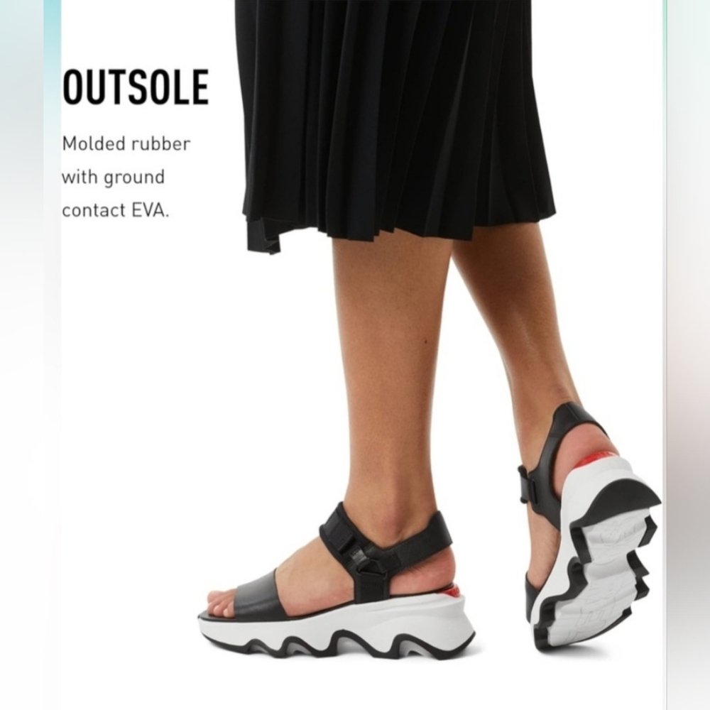 Sorel Women's Kinetic Impact Y Strap High Sandals - Black, Sea Salt Size 9.5 NIB - Picture 6 of 15